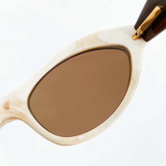 MORGENTHAL FREDERICS Stephanie REAL Buffalo Horn Cat Eye Sunglasses Brown Frames - Picture 12 of 15